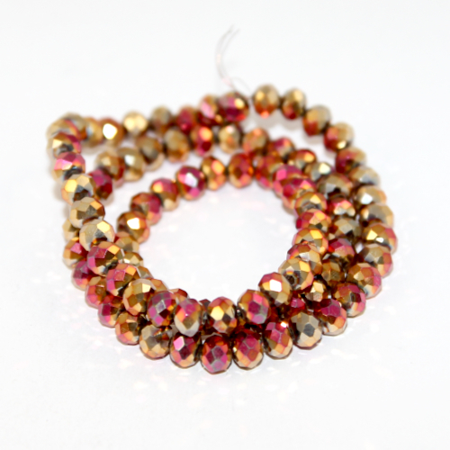 5mm x 6mm Glass Rondelle - 38cm Strand - Metallic Rose Gold