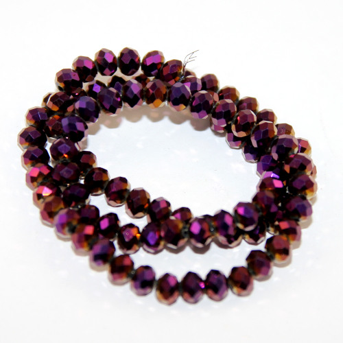 5mm x 6mm Glass Rondelle - 38cm Strand - Metallic Purple