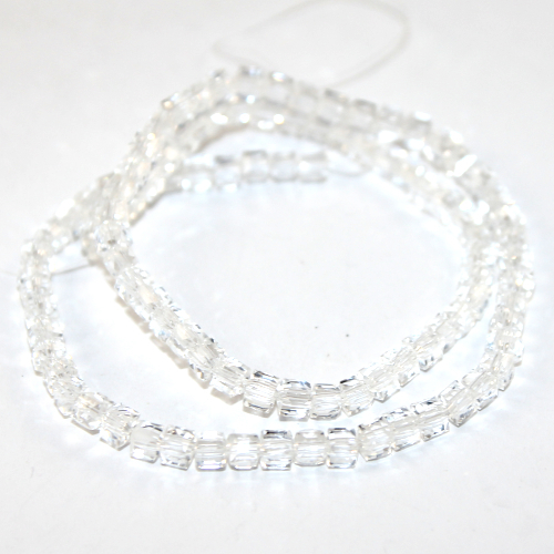 4mm Cube Beads - 40cm Strand - Clear