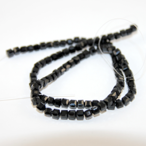 4mm Cube Beads - 40cm Strand - Black
