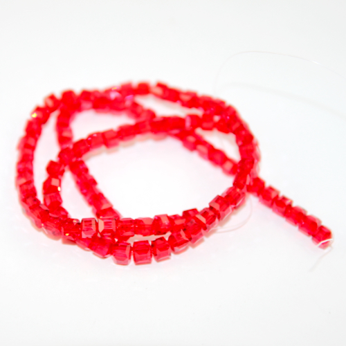 6mm Cube Beads - 53 cm Strand - Red
