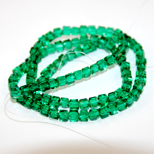 6mm Cube Beads - 53 cm Strand - Teal