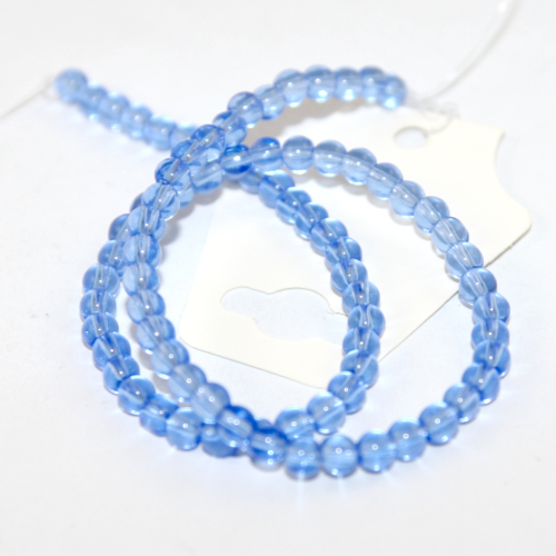 4mm Round Glass Beads - 30cm Strand - Pale Blue
