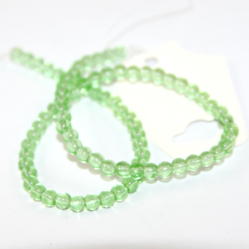 4mm Round Glass Beads - 30cm Strand - Pale Green