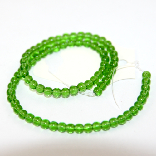 4mm Round Glass Beads - 30cm Strand - Green