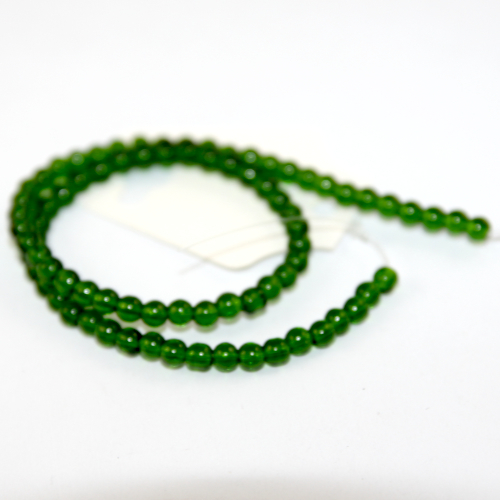 4mm Round Glass Beads - 30cm Strand - Dark Green