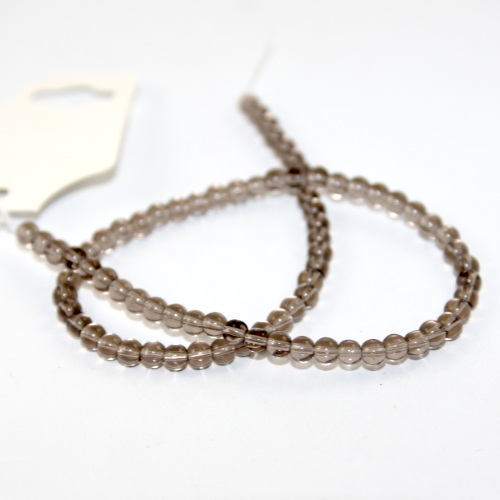 4mm Round Glass Beads - 30cm Strand - Brown