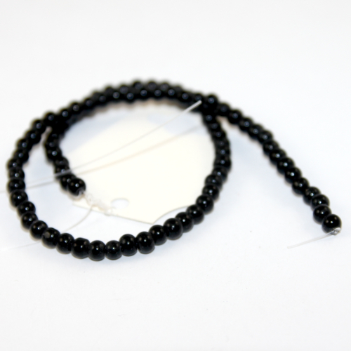 4mm Round Glass Beads - 30cm Strand - Black