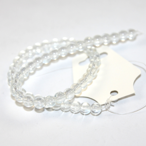 6mm Round Glass Beads - 30cm Strand - Clear