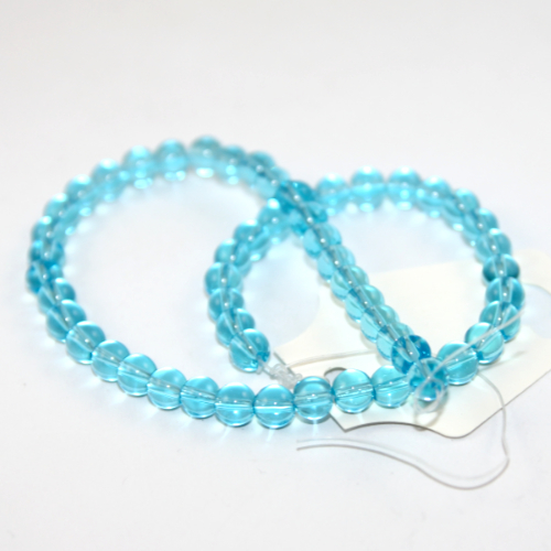 6mm Round Glass Beads - 30cm Strand - Turquoise Blue