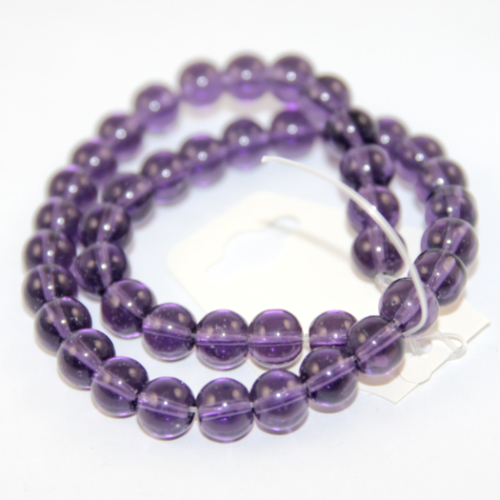 8mm Round Glass Beads - 30cm Strand - Purple