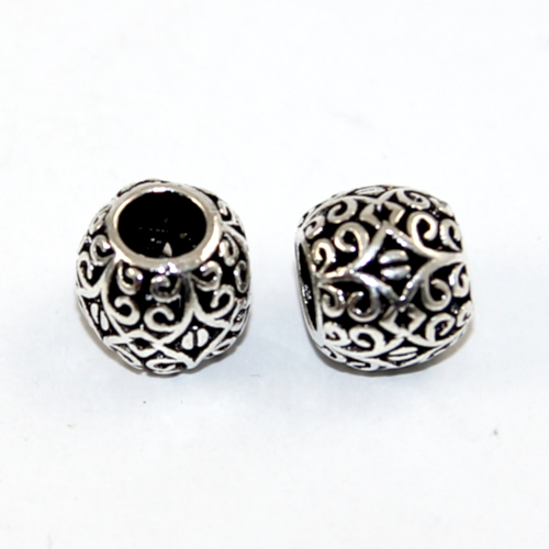 9.5mm Mosaic Carved Euro Bead - Platinum