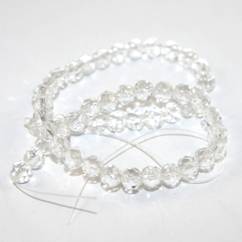6mm Faceted Glass Bead - 30cm Strand - Clear