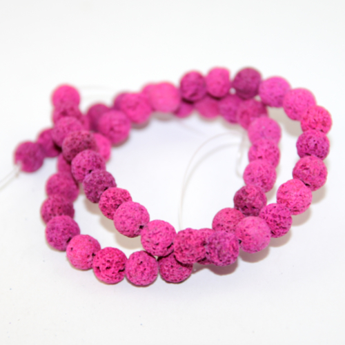 8mm Round Natural Dyed Lava Beads - 38cm Strand  - Dusty Pink