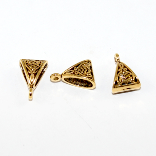 15.5mm x 10mm Patterned Triangle Bail - Gold