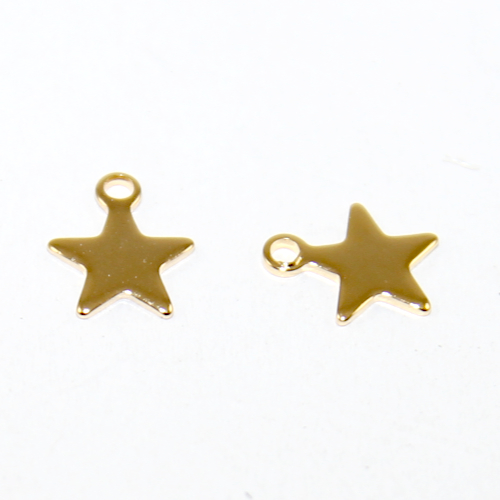 8mm x 10mm Star Charm - 304 Stainless Steel - Gold - 2 Pieces