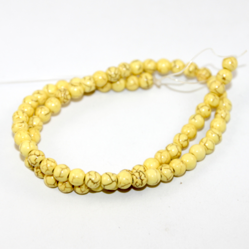 6mm Round Synthetic Turquoise Beads - 38cm Strand - Yellow