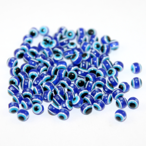 6mm Evil Eye Beads - 100 Piece Bag - Blue