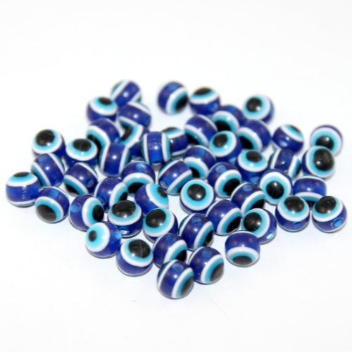 8mm Evil Eye Beads - 50 Piece Bag - Blue