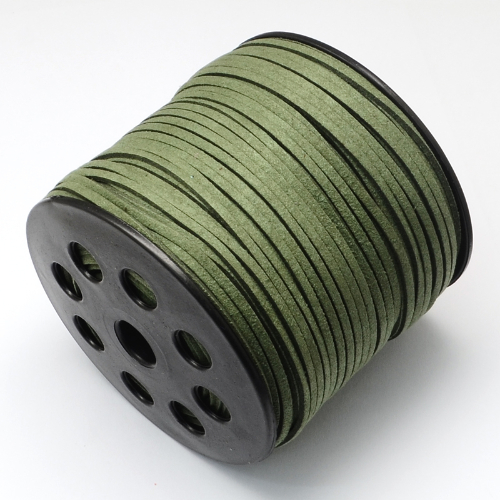 3mm Faux Suede Cord - Olive - Per 10 centimetres 