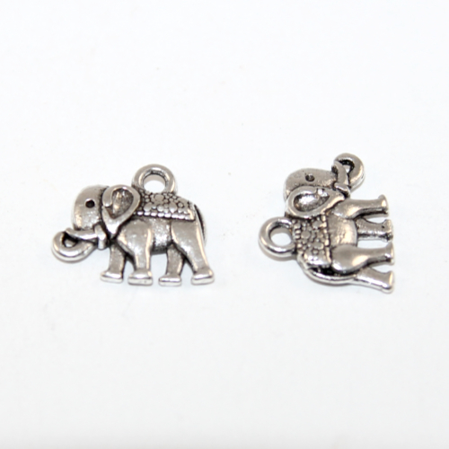 12mm x 14mm Elephant Charm - Platinum - 2 Pieces
