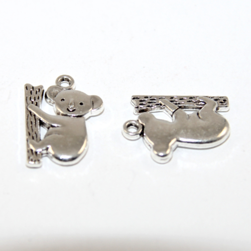 19.5mm x 14mm Koala Charm - Platinum - 2 Pieces