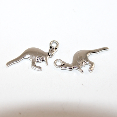 12mm x 26mm Kangaroo Charm - Platinum - 2 Pieces