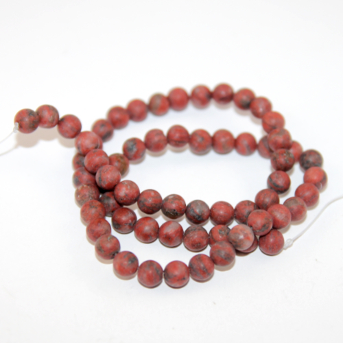 6mm Frosted Red Jasper Round Beads - 38cm Strand