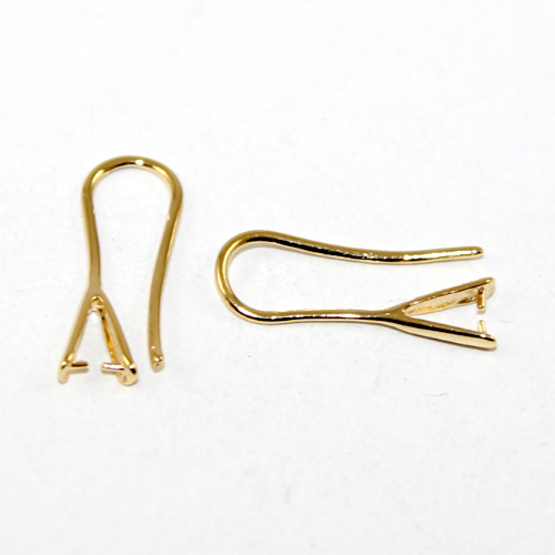 Pinch Bail Pendant Ear Hooks - Gold - 2 Pair Bag
