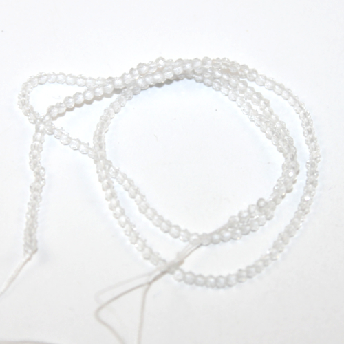 2mm Faceted Round Glass Beads - 35cm Strand - Clear