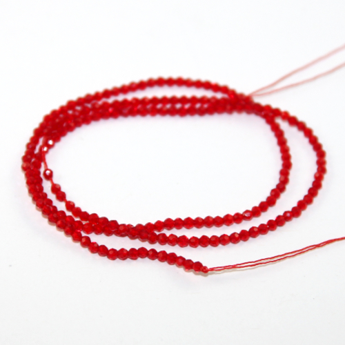 2mm Faceted Round Glass Beads - 35cm Strand - Light Siam