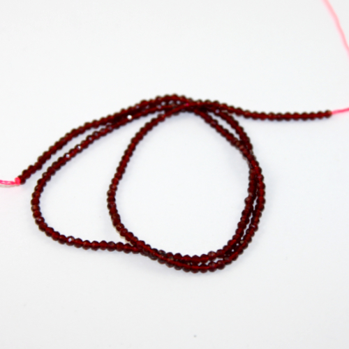 2mm Faceted Round Glass Beads - 35cm Strand - Dark Red