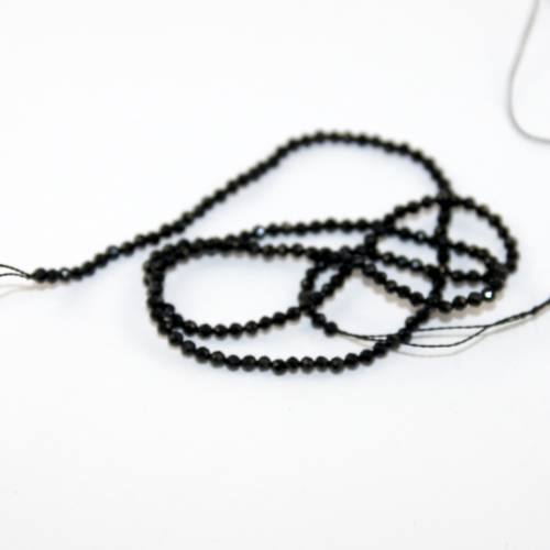 2mm Faceted Round Glass Beads - 35cm Strand - Black