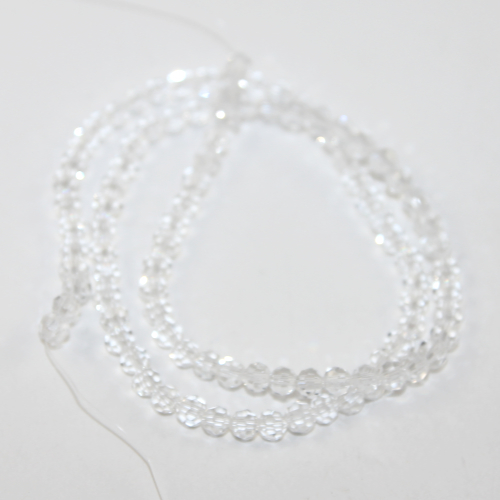 4mm Faceted Round Glass Beads - 35cm Strand - Clear