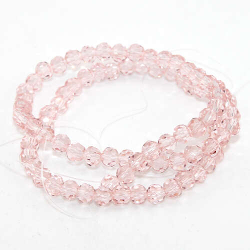 4mm Faceted Round Glass Beads - 35cm Strand - Pink