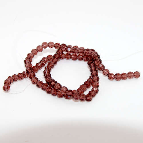 4mm Faceted Round Glass Beads - 35cm Strand - Purple