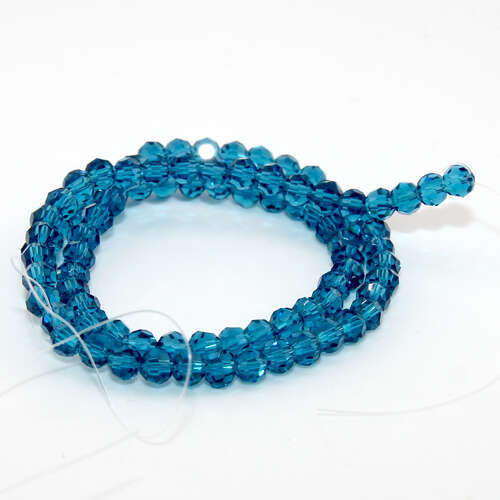 4mm Faceted Round Glass Beads - 35cm Strand - Cyan