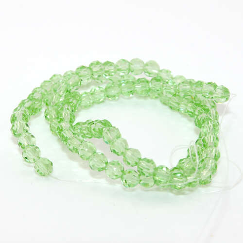 4mm Faceted Round Glass Beads - 35cm Strand - Peridot