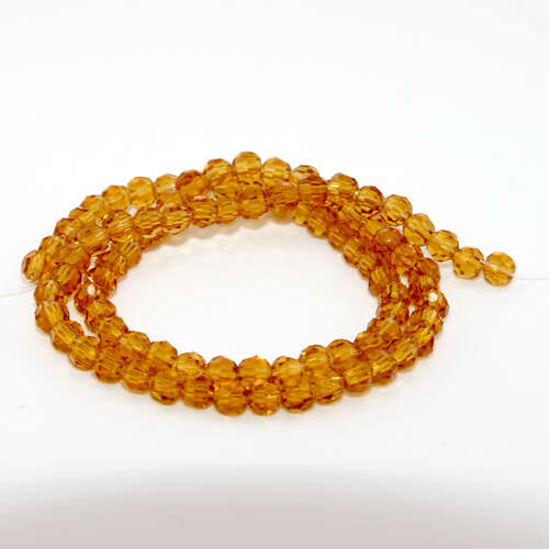 4mm Faceted Round Glass Beads - 35cm Strand - Caramel
