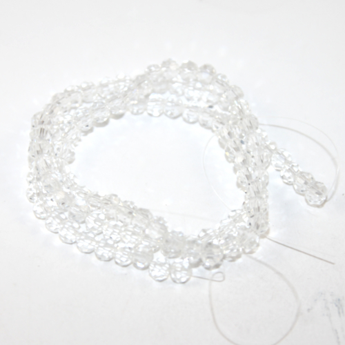 6mm Faceted Round Glass Beads - 35cm Strand - Clear