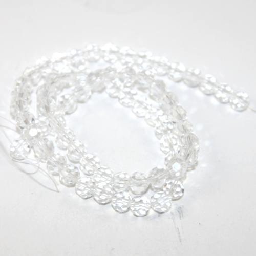 8mm Faceted Round Glass Beads - 35cm Strand - Clear