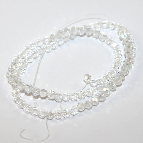 4mm Faceted Round Glass Beads AB - 35cm Strand - Crystal AB