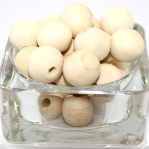 18mm Waxed Hinoki Wooden Beads - 15 Piece Bag