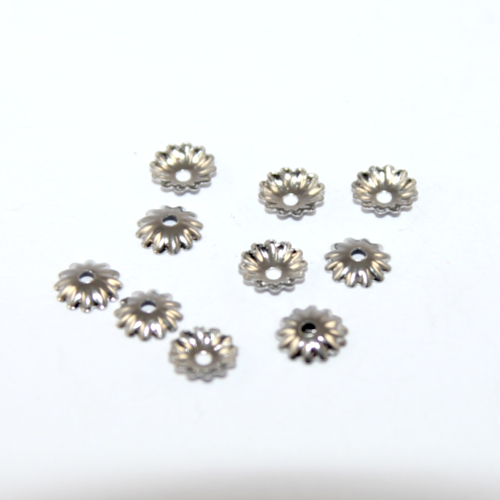 6mm Multi Petal Flower Bead Cap  316 Surgical Steel - Pack of 50
