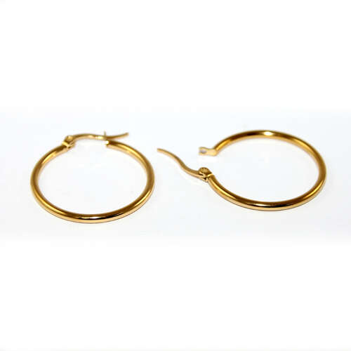 30mm Hoop Earrings - 304 Stainless Steel - Bright Gold