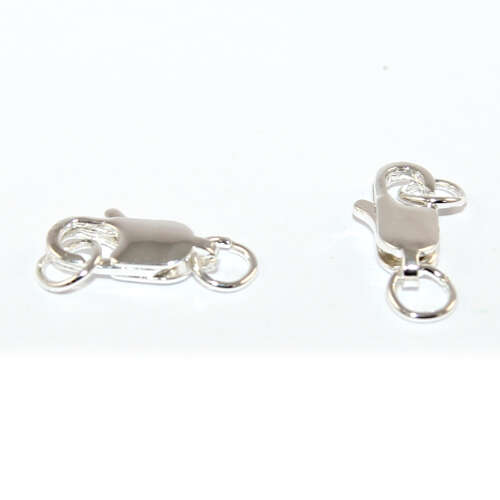 12mm Brass Parrot Clasp with 2 x 5mm Jump Rings - Silver