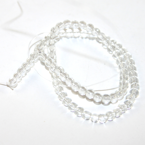 4mm Clear Round Glass Bead - 25cm Strand