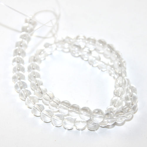 6mm Clear Round Glass Bead - 25cm Strand