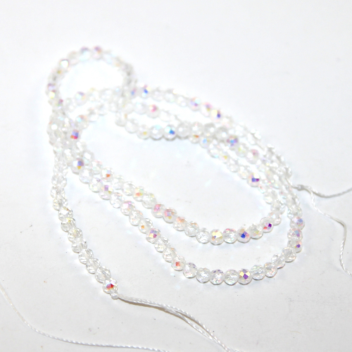 3mm Faceted Round Glass - 35cm Strand - Clear AB
