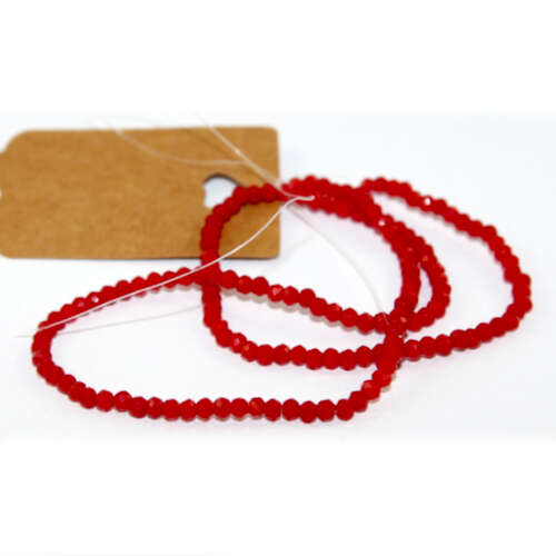 1.5mm x 2.5mm Opaque Glass Rondelle - 38cm Strand - Red